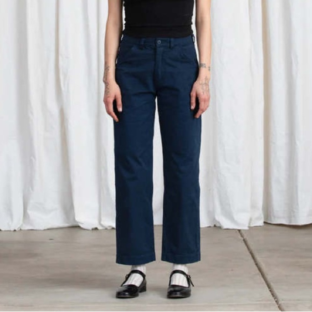 Ali Golden Navy Cotton Carpenter Painter Cropped Pants Size Small High Rise